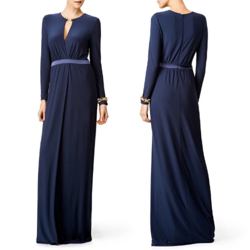 Halston Heritage Navy Knot Gown dress XS 26794